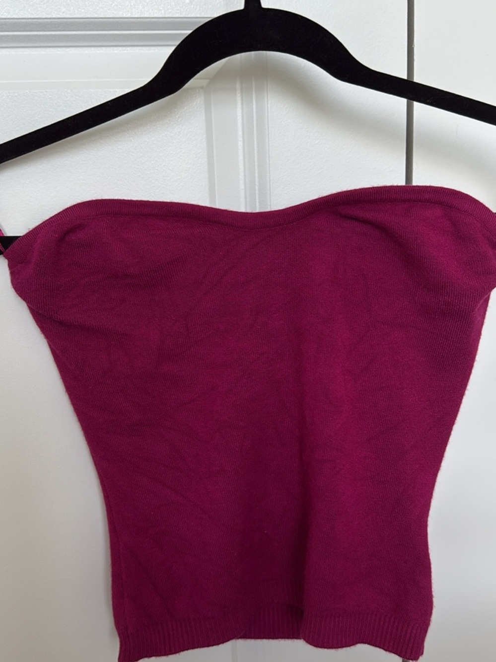 Express Strapless Knit Tube Top in Berry Plum
